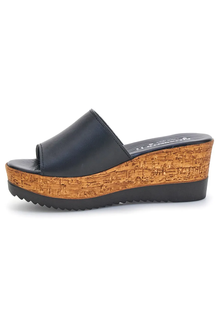 Ciabatte Nere con zeppa in vera pelle Made in Italy Pittarello 233170428