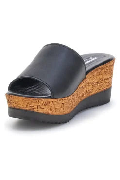 Ciabatte Nere con zeppa in vera pelle Made in Italy Pittarello 233170428