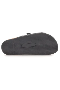 Ciabatte nere doppia fibbia sottopiede in pelle Made in Italy Pittarello Tierra 335A038SR
