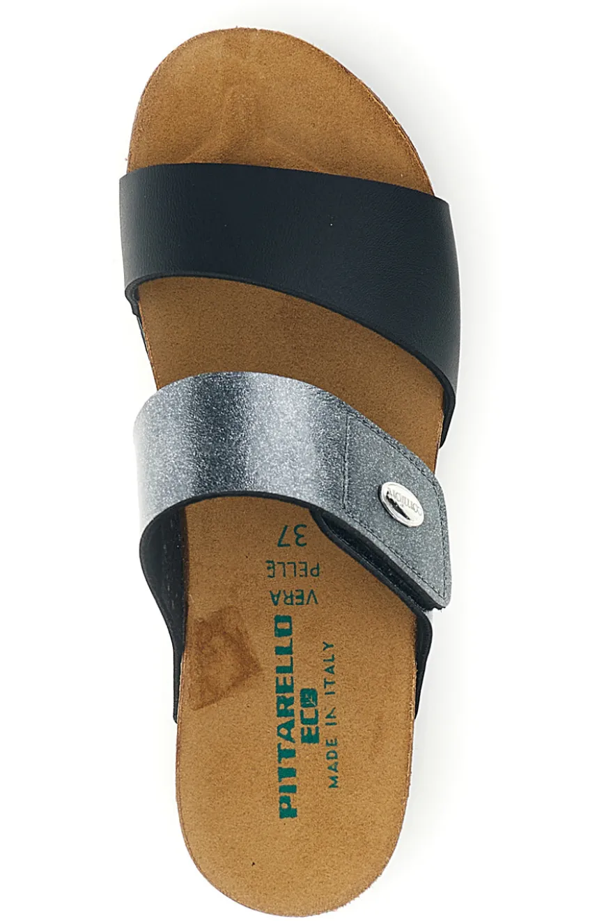 Ciabatte nere e grigie con sottopiede in vera pelle Pittarello Eco 293A485SR
