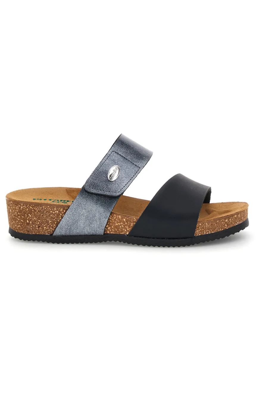 Ciabatte nere e grigie con sottopiede in vera pelle Pittarello Eco 293A485SR