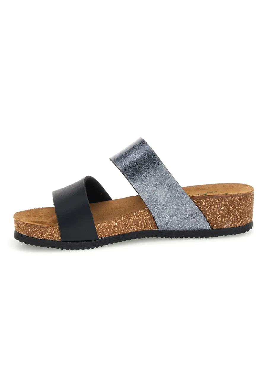 Ciabatte nere e grigie con sottopiede in vera pelle Pittarello Eco 293A485SR