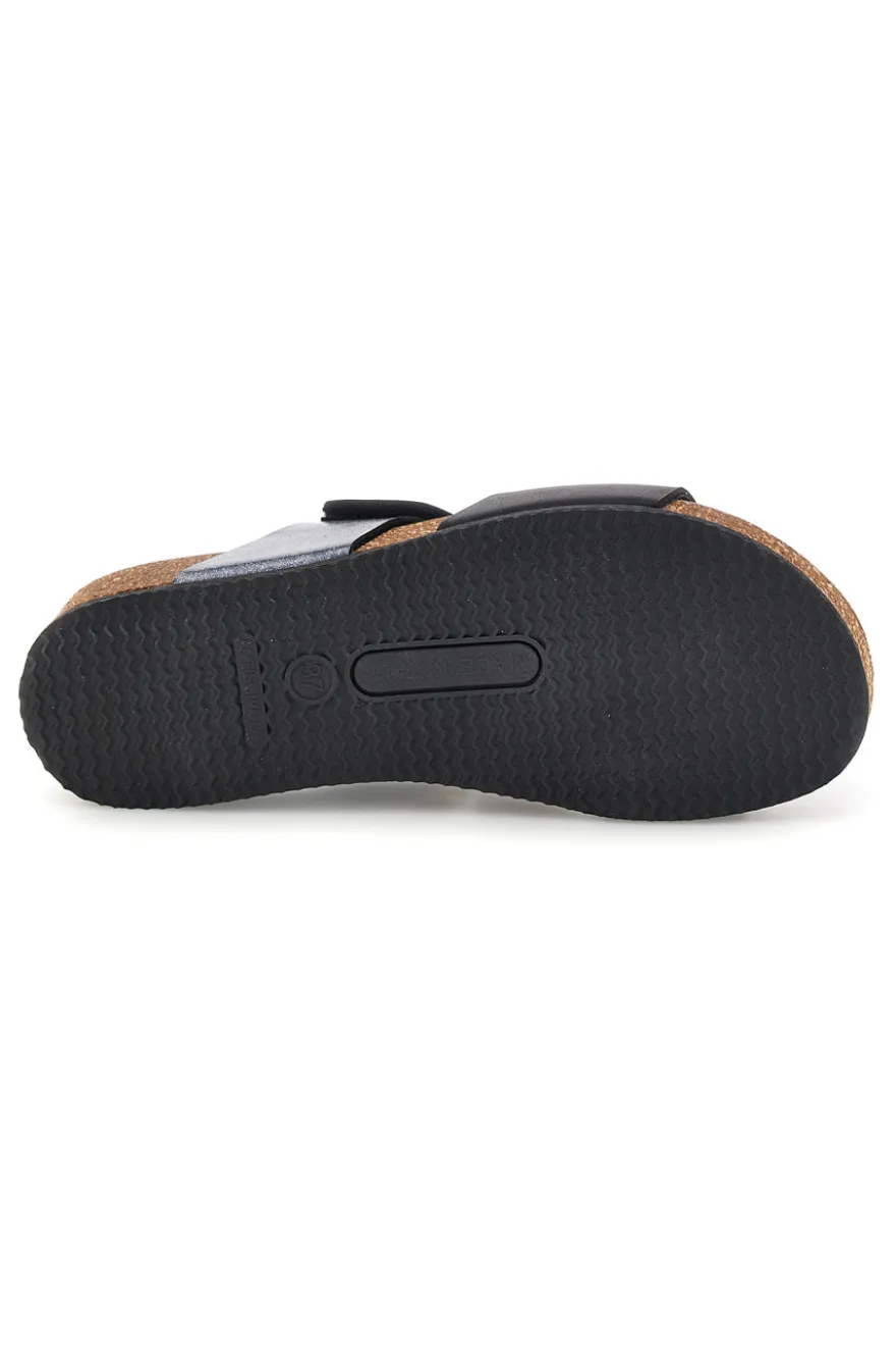 Ciabatte nere e grigie con sottopiede in vera pelle Pittarello Eco 293A485SR