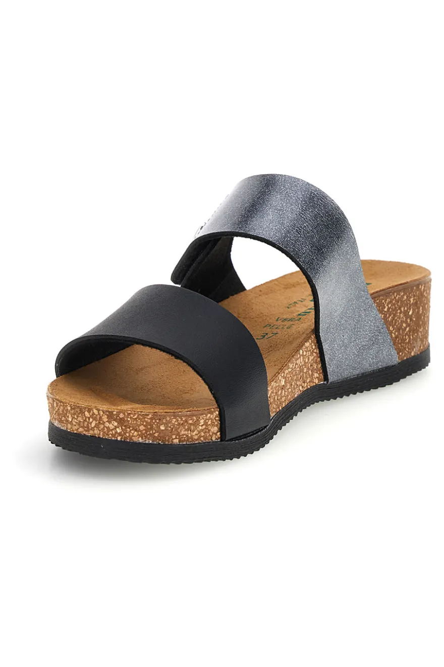 Ciabatte nere e grigie con sottopiede in vera pelle Pittarello Eco 293A485SR