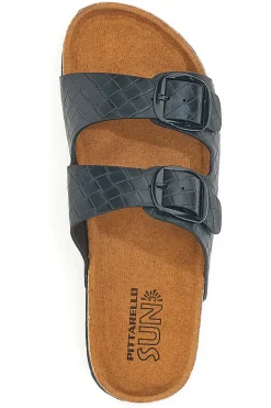 Ciabatte nere effetto pitonato con doppia fibbia PITTARELLO SUN SR006