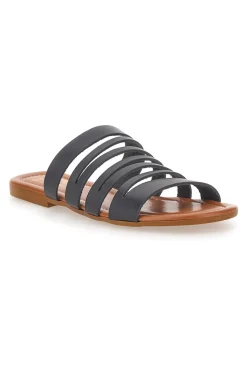 Ciabatte Nere Flat Con Tomaia in Pelle Made in Italy Prima Riga 31