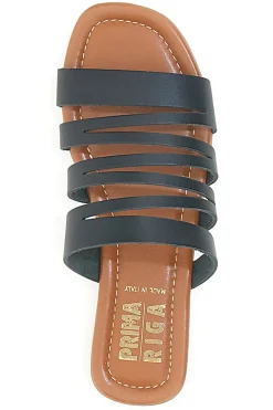 Ciabatte Nere Flat Con Tomaia in Pelle Made in Italy Prima Riga 31