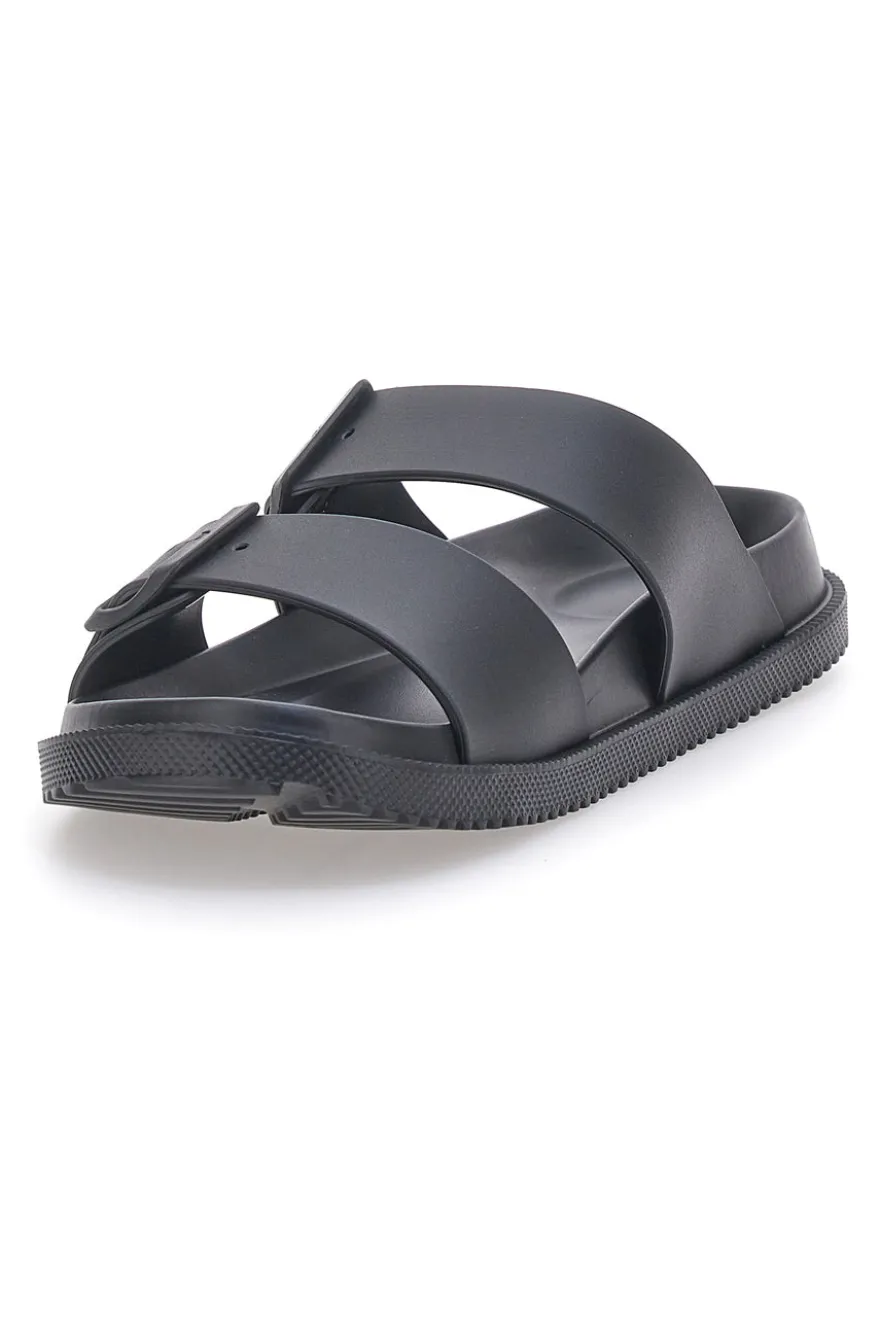 Ciabatte nere in gomma con doppio cinturino 2T2L 72593