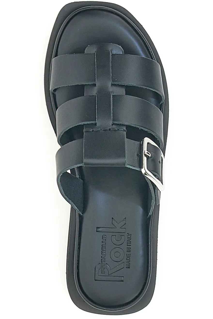 Ciabatte Nere In Pelle Made in Italy Pittarello Rock 5827