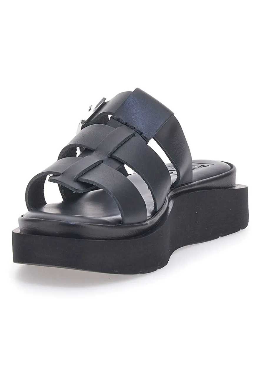 Ciabatte Nere In Pelle Made in Italy Pittarello Rock 5827