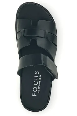 Ciabatte nere in vera pelle con strappo in velcro Pittarello focus 1456531