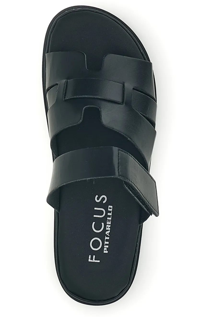 Ciabatte nere in vera pelle con strappo in velcro Pittarello focus 1456531