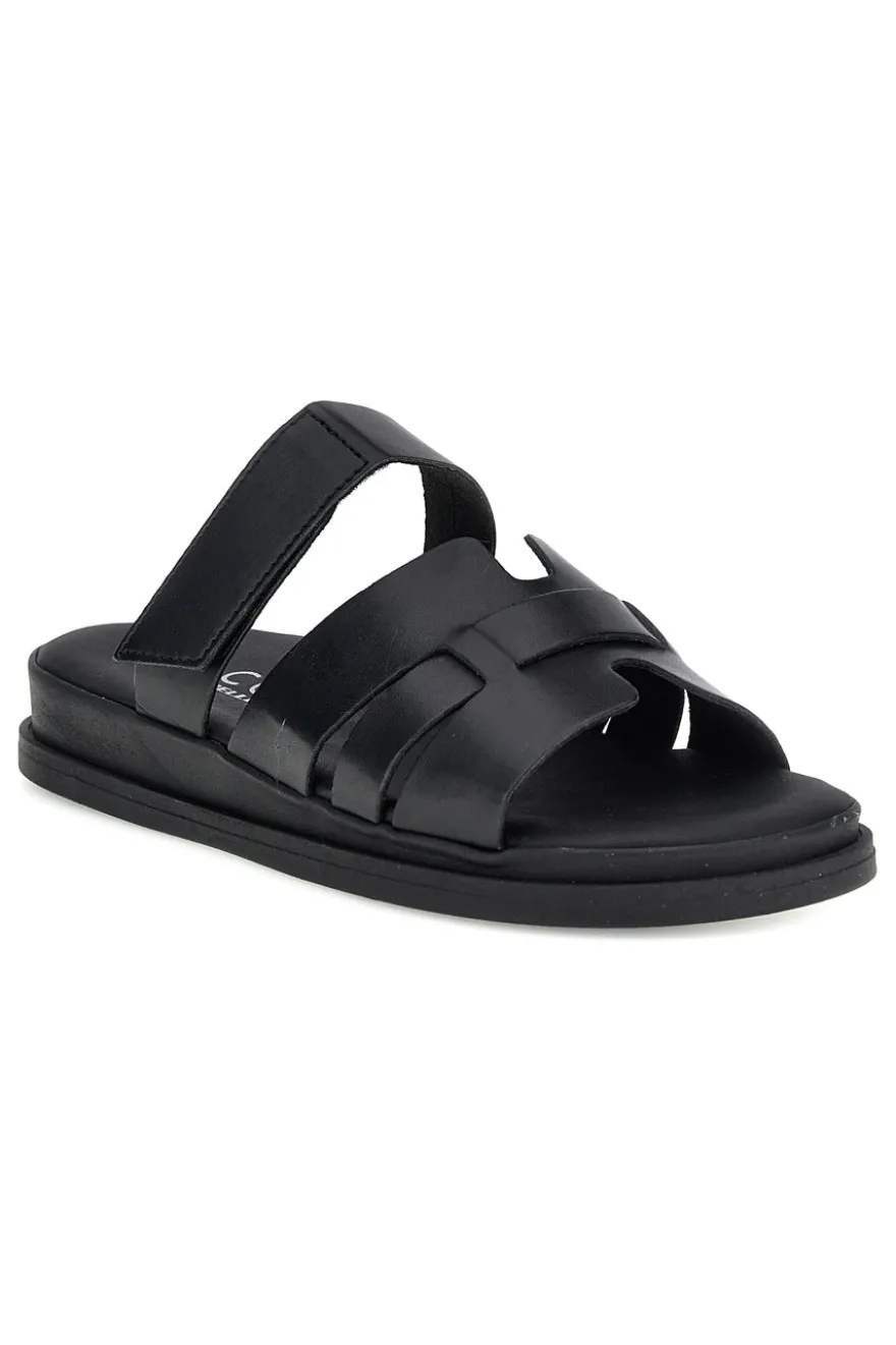 Ciabatte nere in vera pelle con strappo in velcro Pittarello focus 1456531