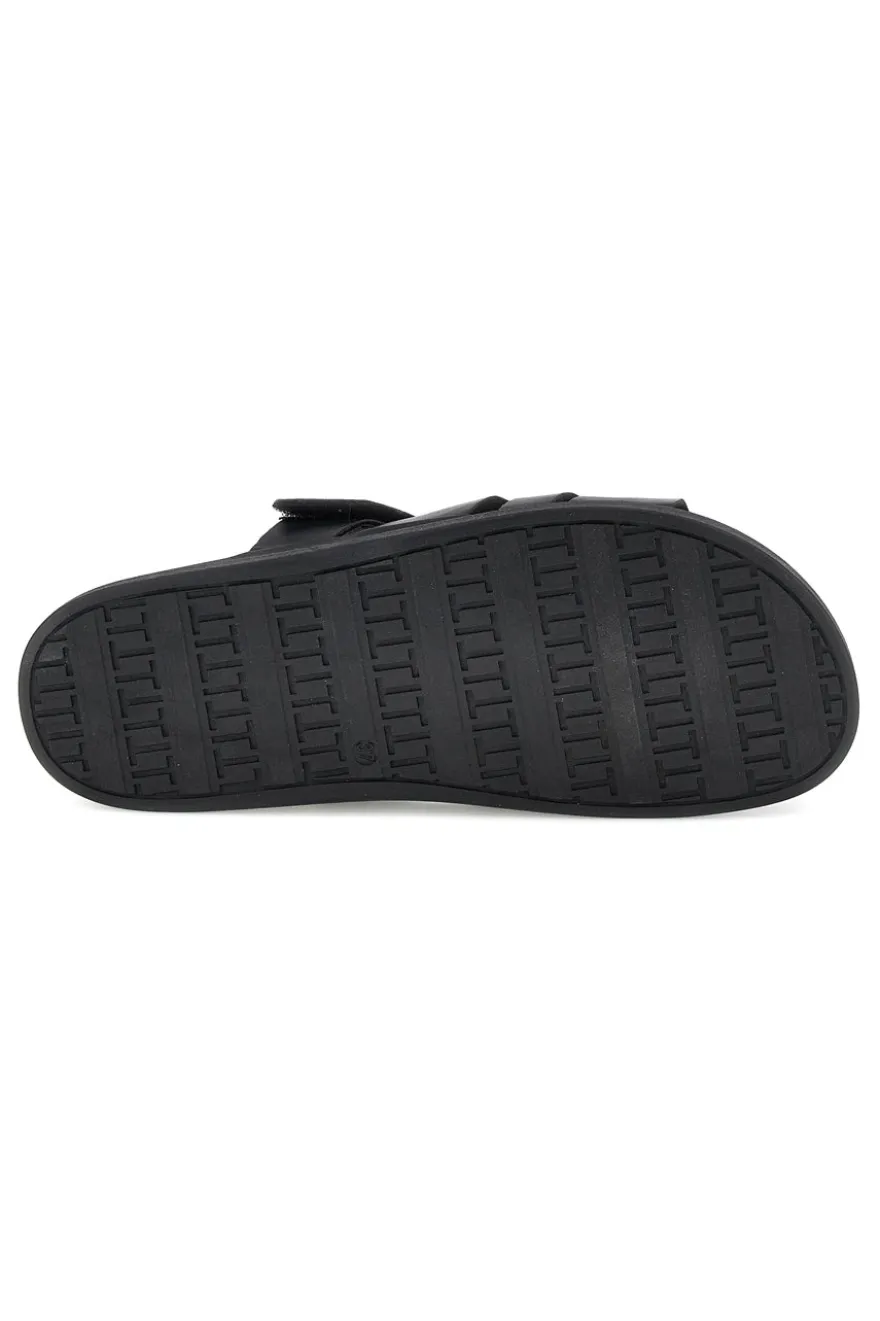 Ciabatte nere in vera pelle con strappo in velcro Pittarello focus 1456531