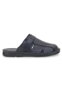 Ciabatte Nere In Vera Pelle Con Strappo Claremorris 1108