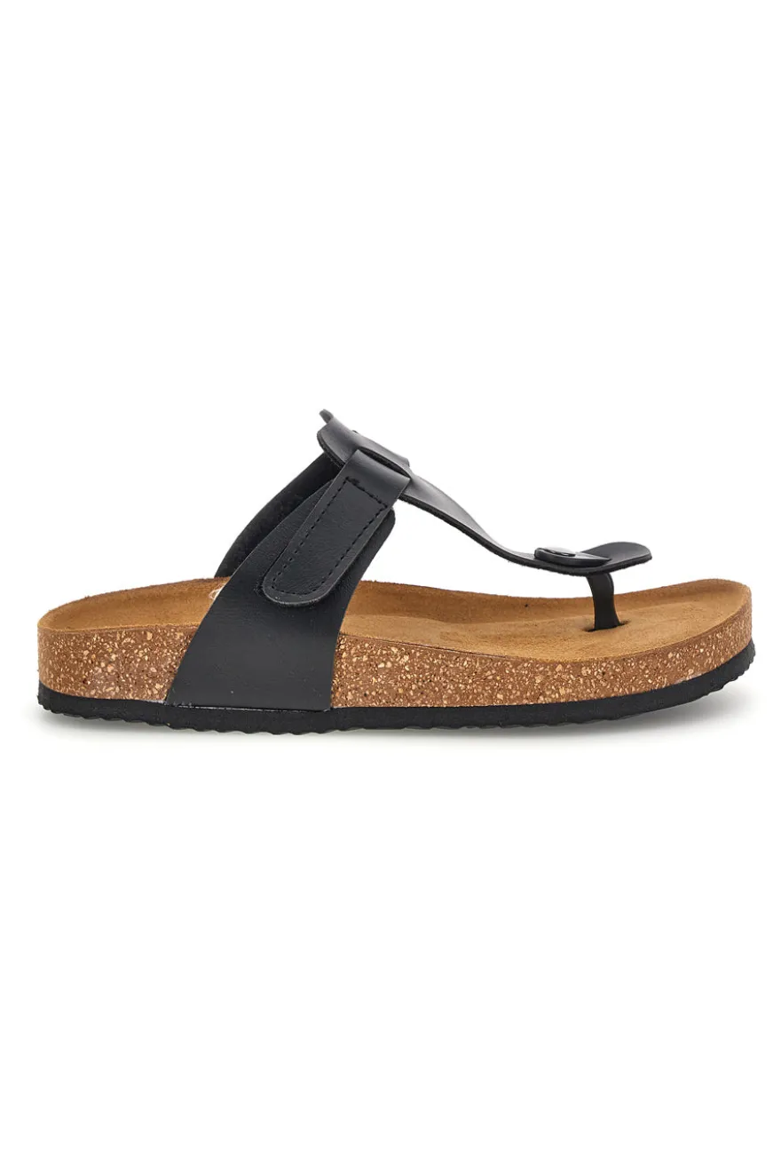 Ciabatte nere infradito con sottopiede preformato Made in Italy in vera pelle Superga S31C370