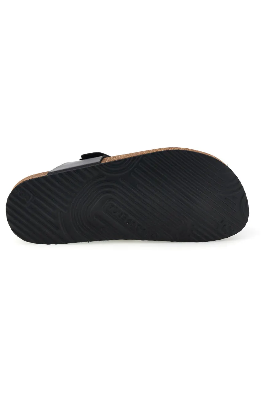 Ciabatte nere infradito con sottopiede preformato Made in Italy in vera pelle Superga S31C370