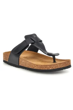 Ciabatte nere infradito con sottopiede preformato Made in Italy in vera pelle Superga S31C370
