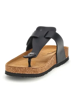Ciabatte nere infradito con sottopiede preformato Made in Italy in vera pelle Superga S31C370