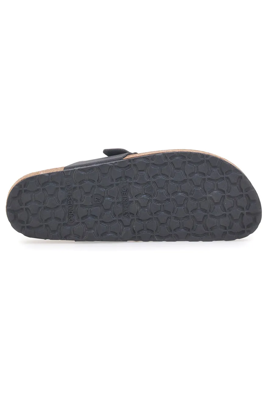 Ciabatte nere infradito con fibbia e plantare anatomico Bio Up 104