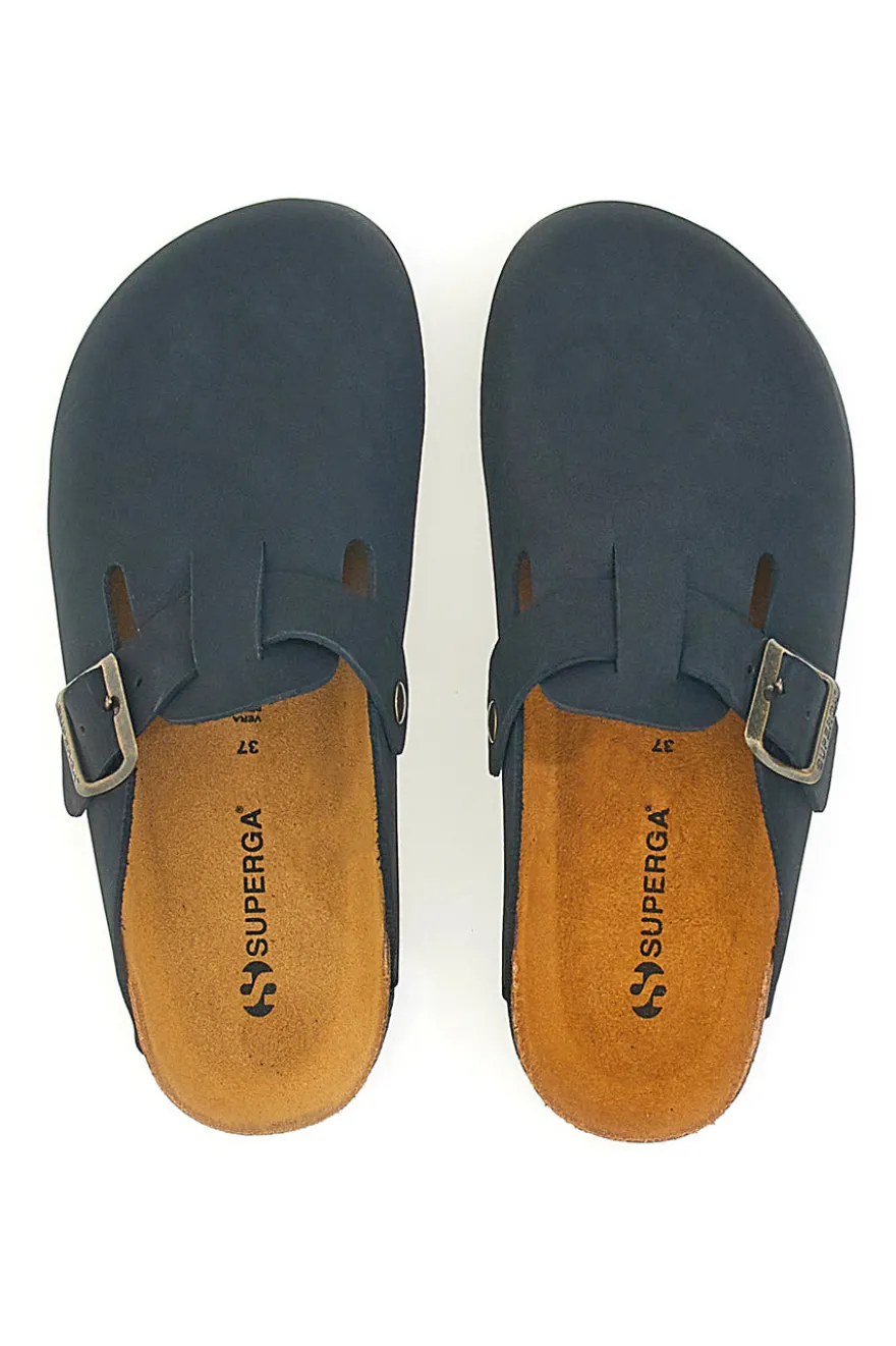 Ciabatte Nere Made in Italy Con Sottopiede in Vera Pelle SUPERGA S31U384