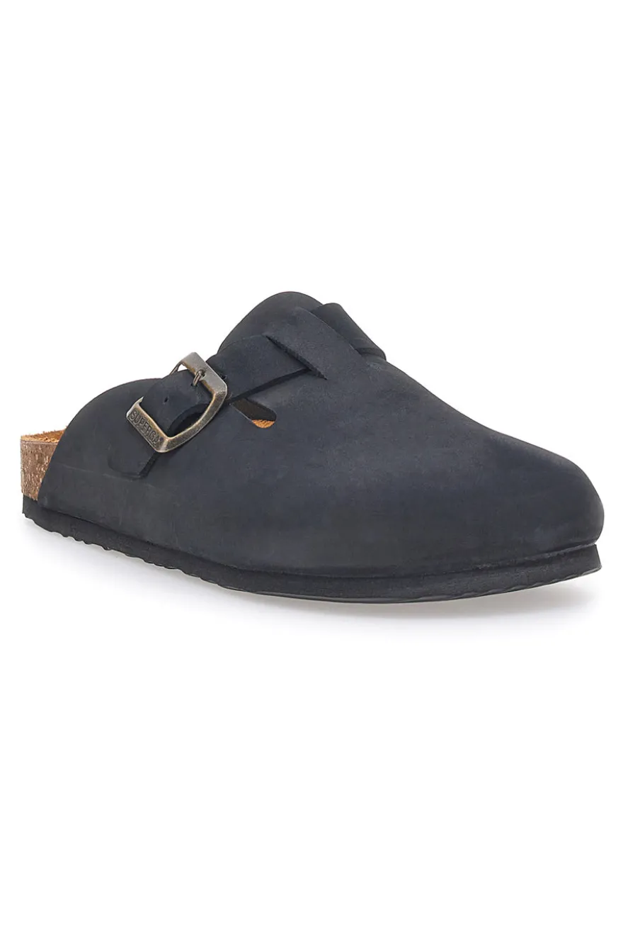 Ciabatte Nere Made in Italy Con Sottopiede in Vera Pelle SUPERGA S31U384