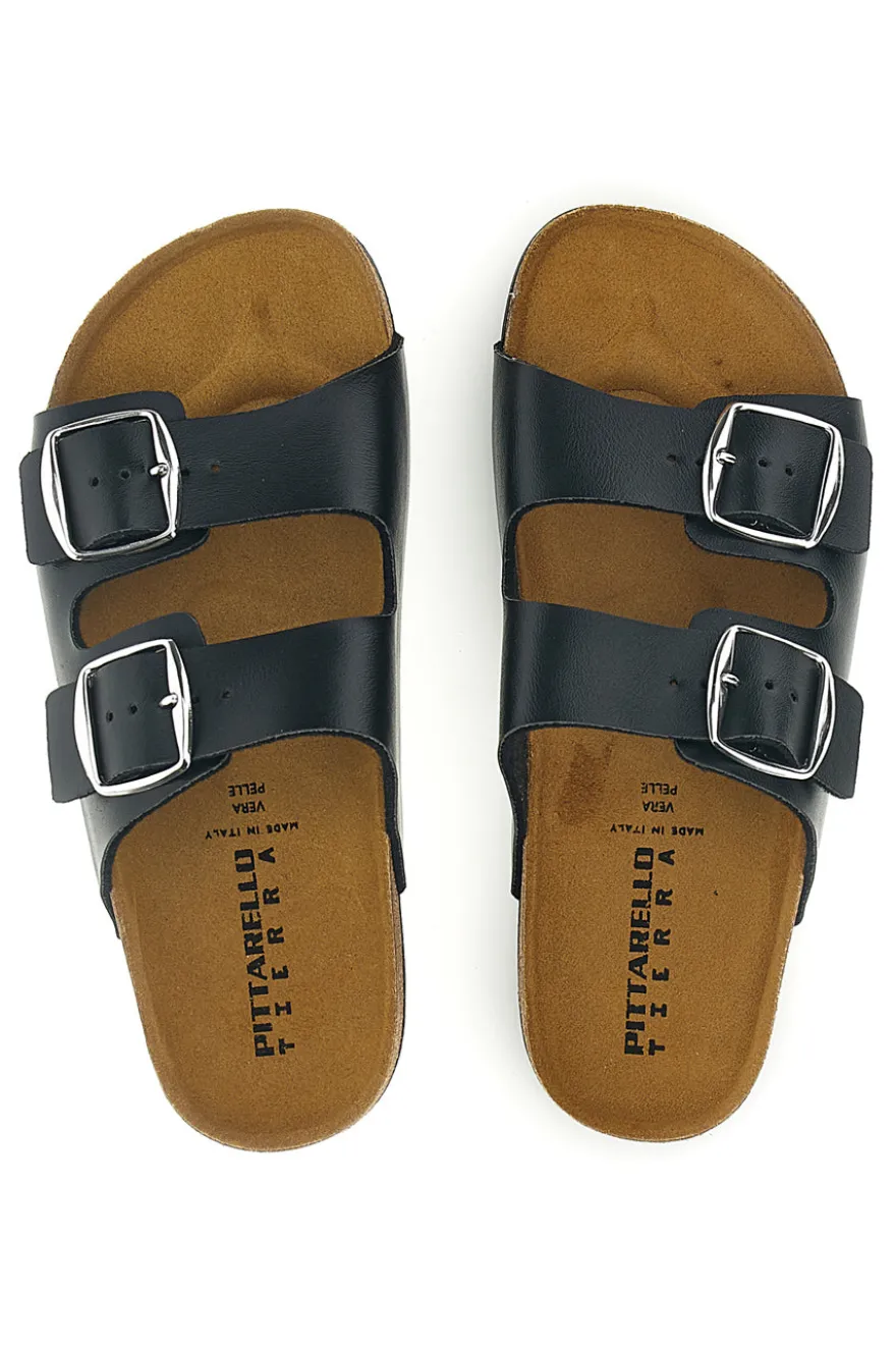 Ciabatte nero doppia fibbia Pittarello tierra 335A20630SR