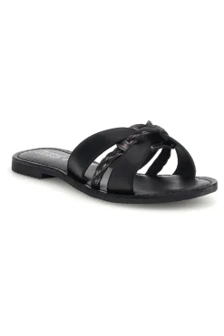 Ciabatte nero in vera pelle con fasce incrociate Pittarello sun TIMA3960