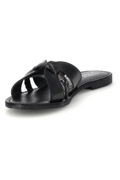 Ciabatte nero in vera pelle con fasce incrociate Pittarello sun TIMA3960