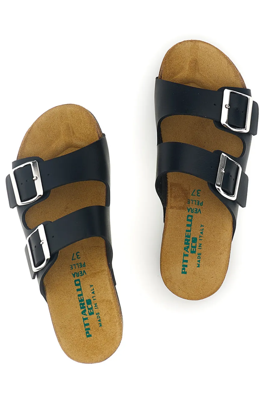 Ciabatte nero sottopiede in vera pelle Pittarello eco 293A350SR