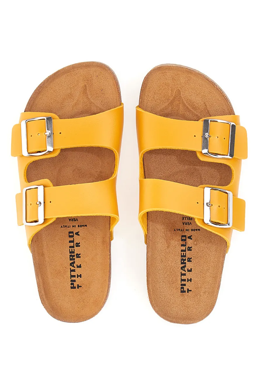 Ciabatte Ocra con Doppia Fibbia Made in Italy PITTARELLO TIERRA 335A20630SR