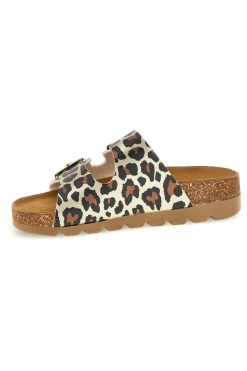 Ciabatte oro animalier con sottopiede in vera pelle Pittarello Bio 335P20630SR