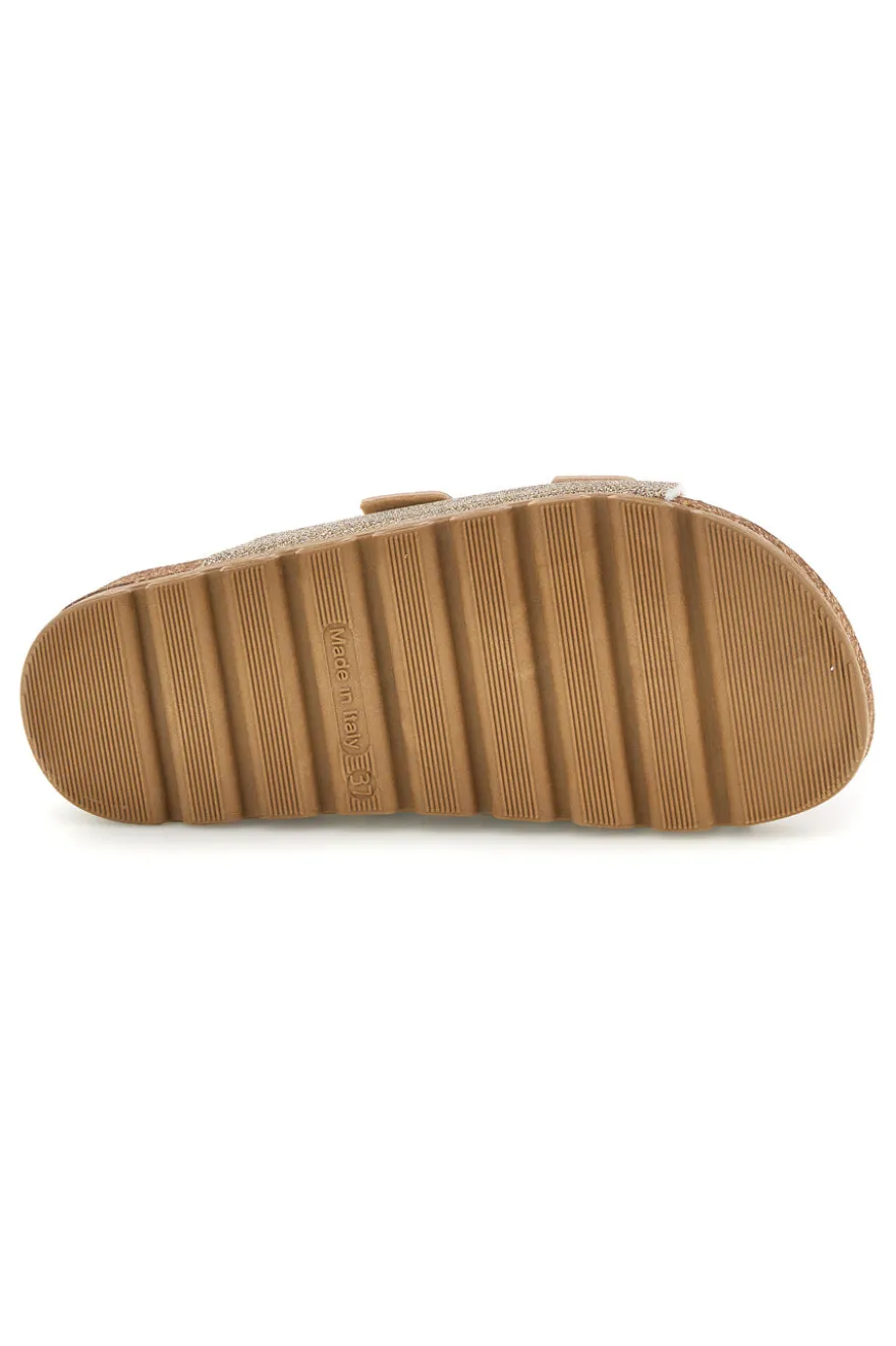Ciabatte oro animalier con sottopiede in vera pelle Pittarello Bio 335P20630SR