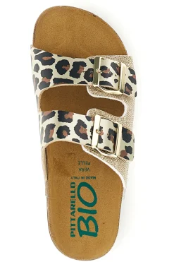 Ciabatte oro animalier con sottopiede in vera pelle Pittarello Bio 335P20630SR