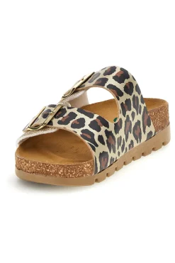 Ciabatte oro animalier con sottopiede in vera pelle Pittarello Bio 335P20630SR