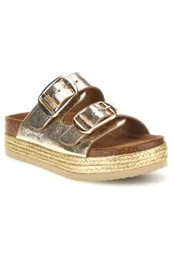 Ciabatte oro con doppia fibbia Superga S11T627