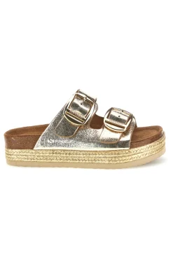 Ciabatte oro con doppia fibbia Superga S11T627