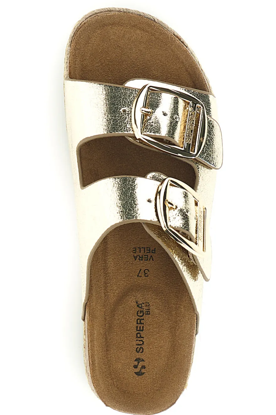 Ciabatte oro con doppia fibbia Superga S11T627