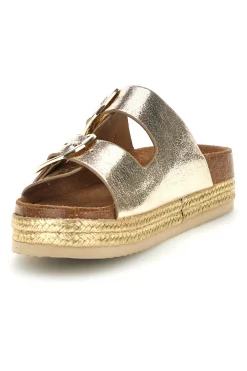 Ciabatte oro con doppia fibbia Superga S11T627