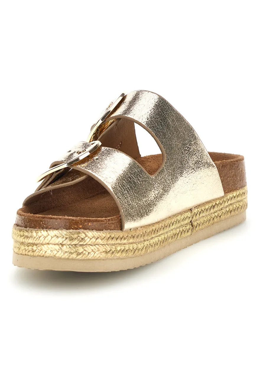 Ciabatte oro con doppia fibbia Superga S11T627