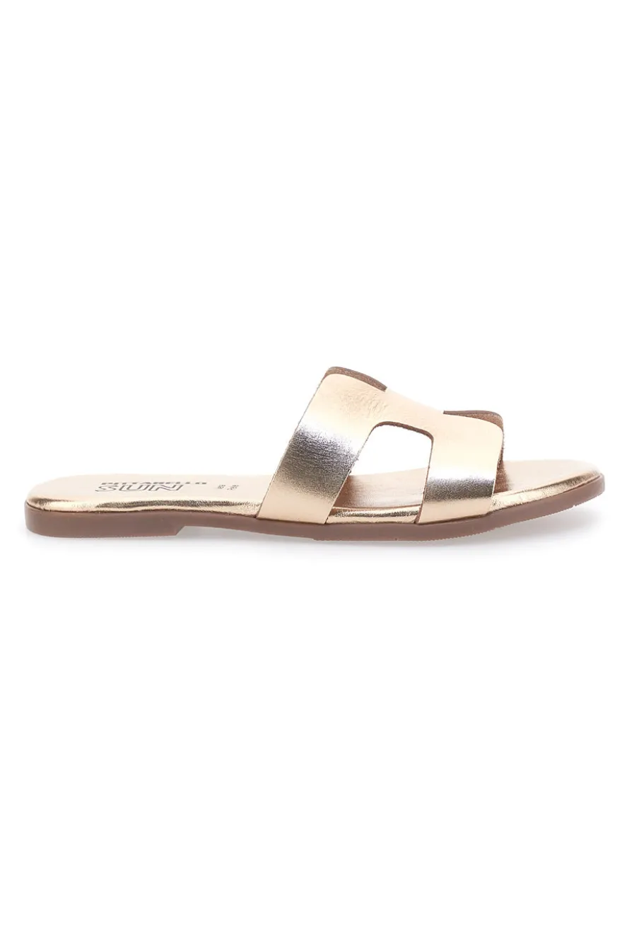 Ciabatte oro con fascia a H Pittarello SUN R01