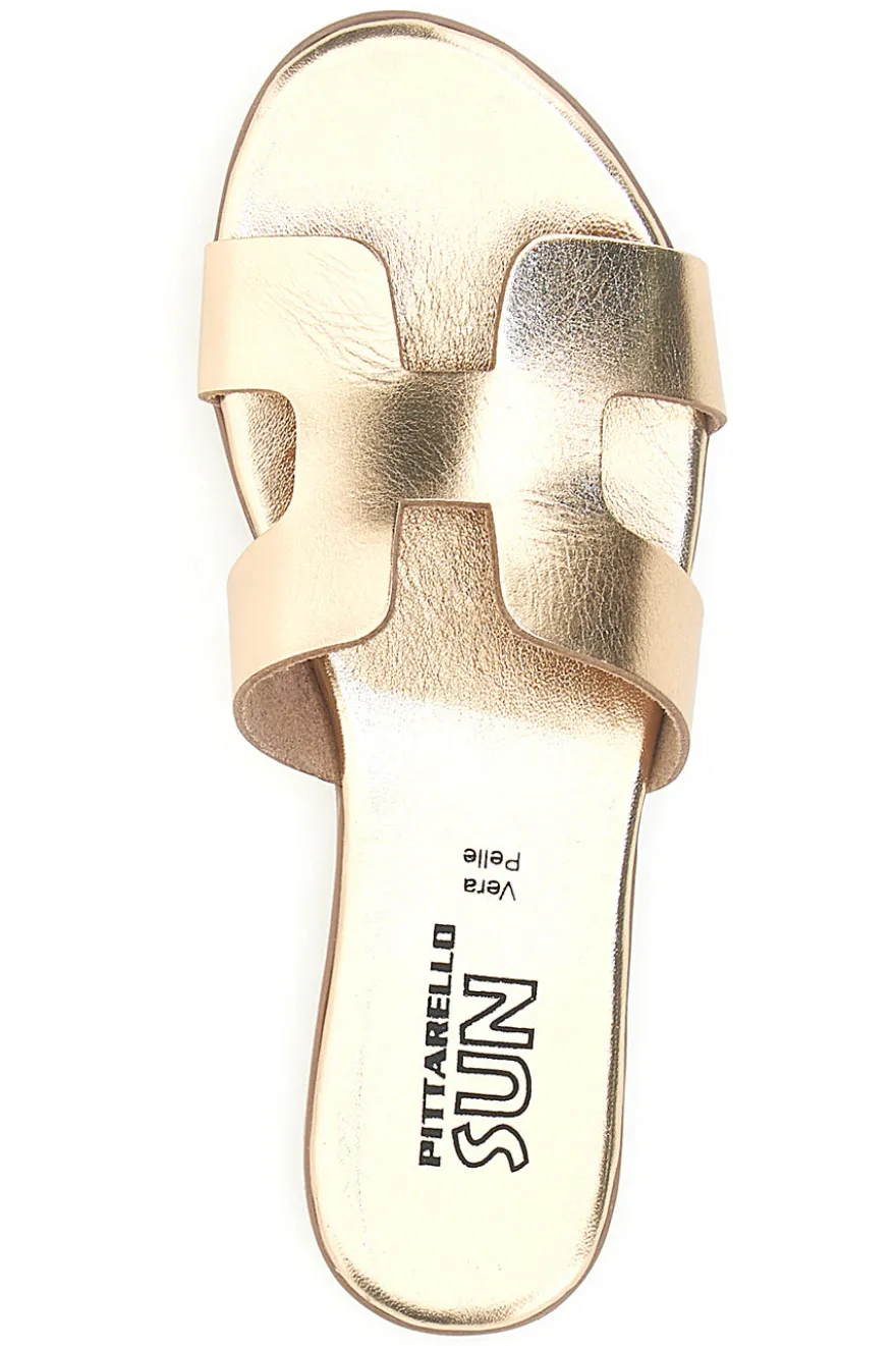 Ciabatte oro con fascia a H Pittarello SUN R01