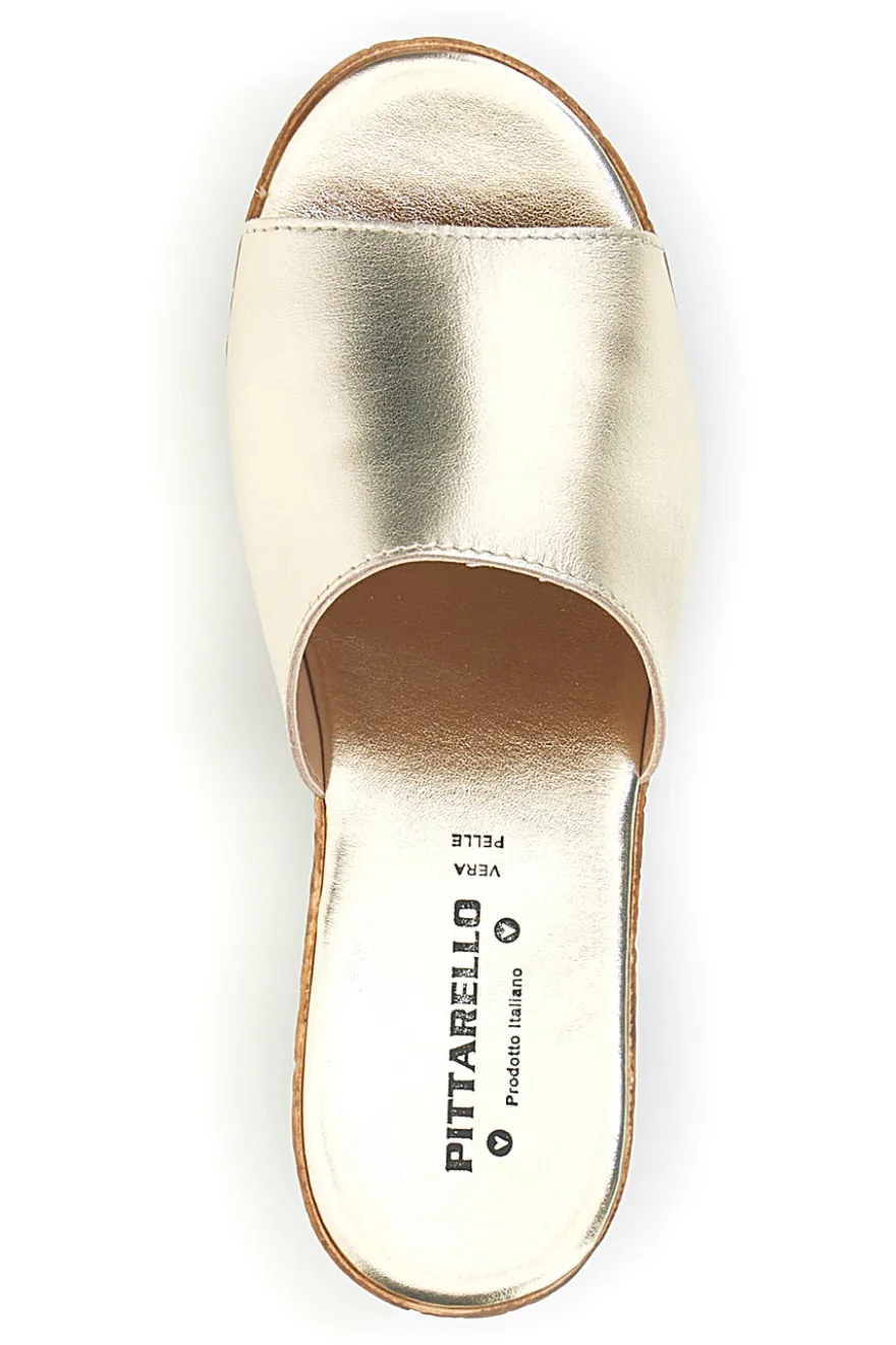 Ciabatte Oro con zeppa in vera pelle Made in Italy Pittarello 23317428