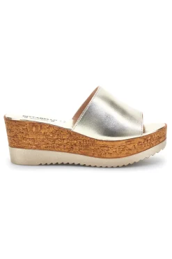 Ciabatte Oro con zeppa in vera pelle Made in Italy Pittarello 23317428