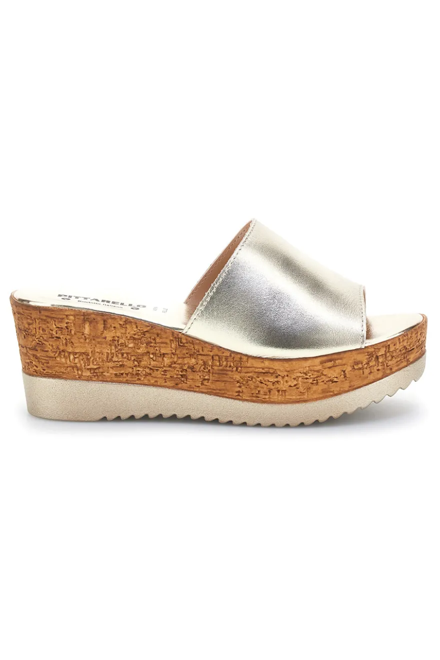 Ciabatte Oro con zeppa in vera pelle Made in Italy Pittarello 23317428