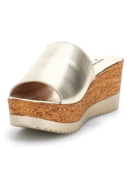 Ciabatte Oro con zeppa in vera pelle Made in Italy Pittarello 23317428