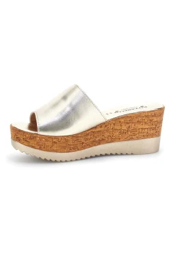 Ciabatte Oro con zeppa in vera pelle Made in Italy Pittarello 23317428
