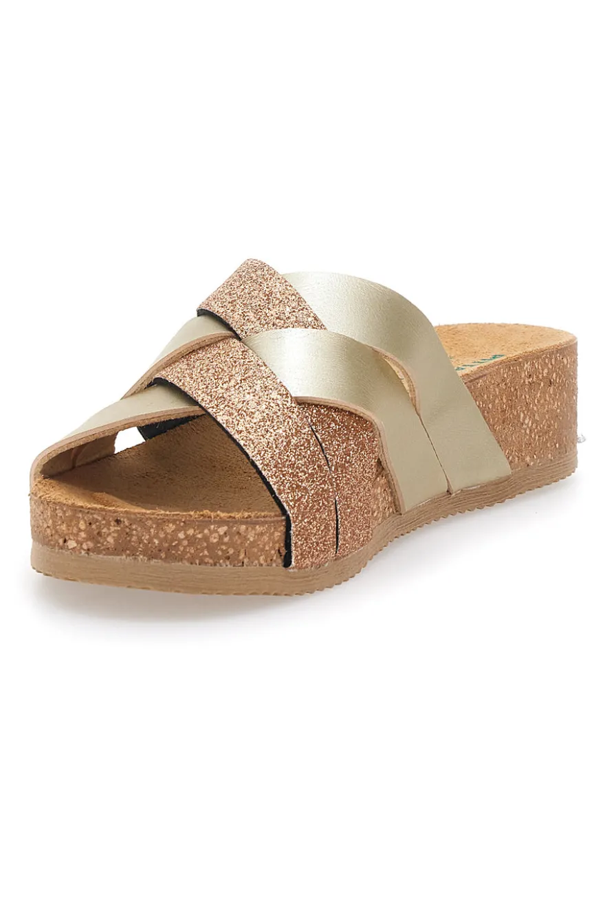 Ciabatte oro rosa glitter con plantare comfort PITTARELLO ECO 293A520SR