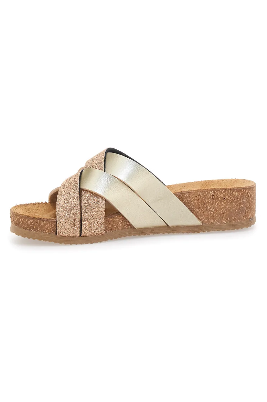 Ciabatte oro rosa glitter con plantare comfort PITTARELLO ECO 293A520SR