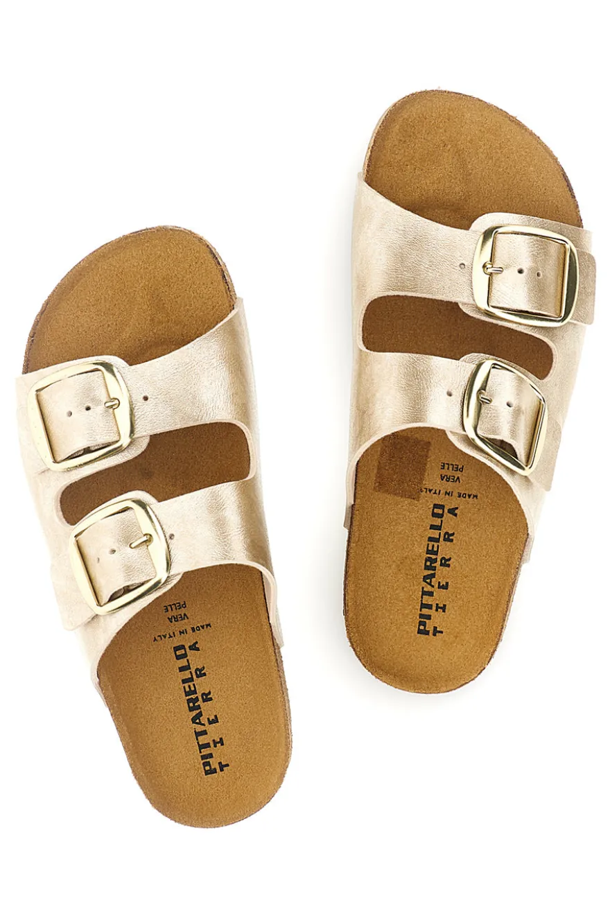 Ciabatte oro sottopiede in vera pelle Pittarello tierra 335A20630SR